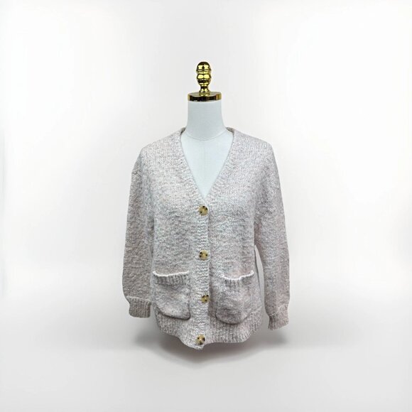 Free People Speckled Knit Cardigan Ivory XS Boho Cable Knit Sweater Worn Once - Picture 1 of 10
